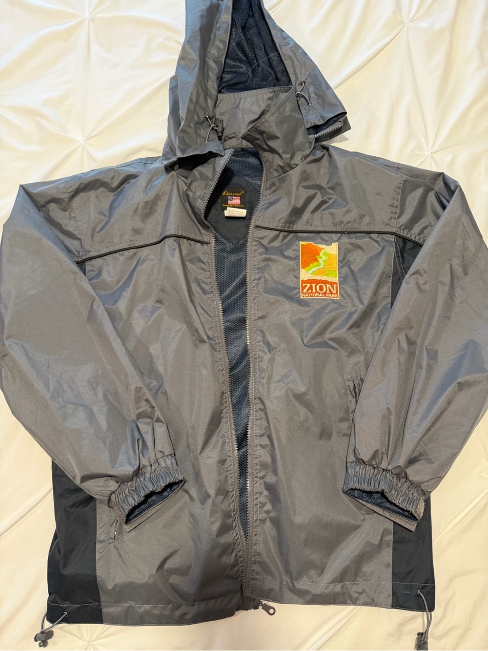 Zion National Park Men's Gray Hooded Windbreaker Jacket